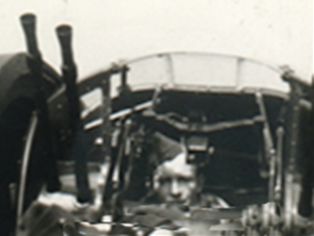 Cameron Clare Campbell in a rear gunner turret 1945