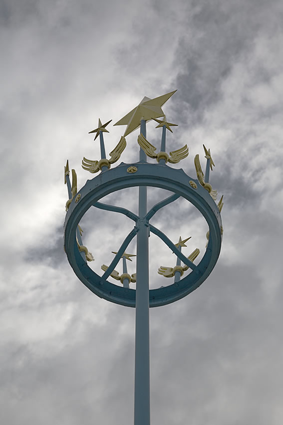 astral crown sculpture atop the tower on the quadrangle at Runnymede Air Forces Memorial
