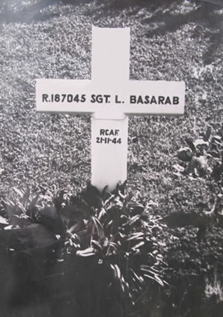 Louis  Basarab Wooden Cross from original grave before being buried with his crew at Reichswald